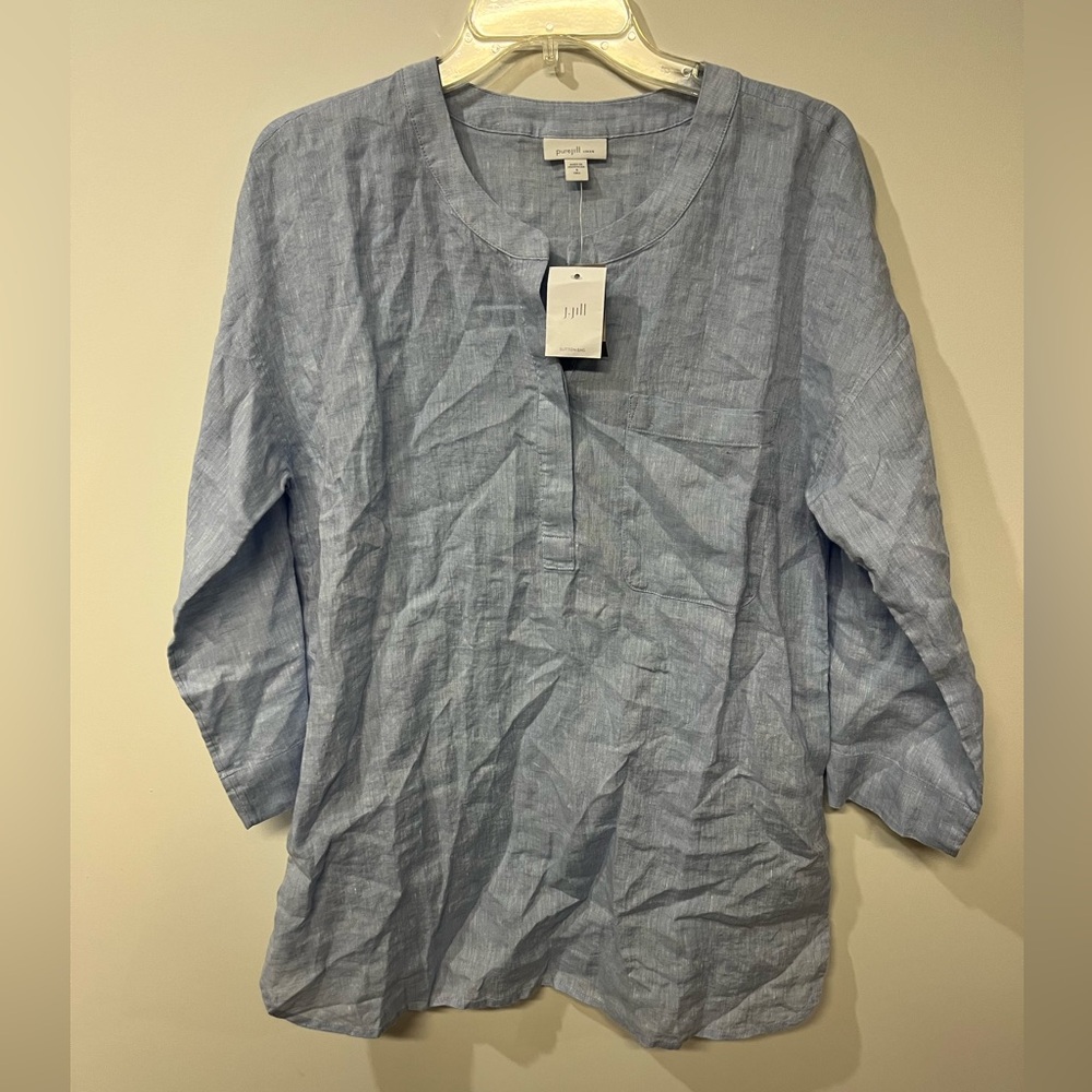 J. Jill Pure Jill Linen Blue Tunic NWT